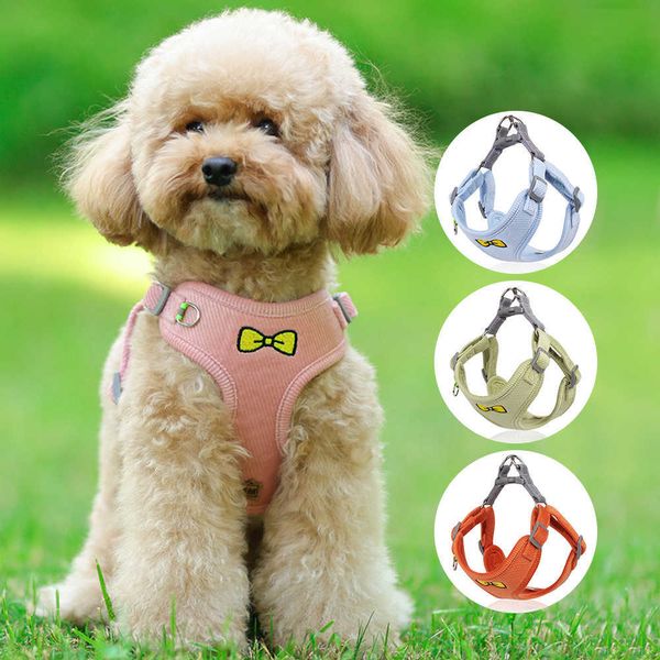 Colliers pour chiens Laisses Harnais et laisse pour chien de compagnie chat Ceinture de poitrine en velours côtelé Gilet pour chiens pour chiot moyen petit Chihuahua Harnais de races de bouledogue français T221212