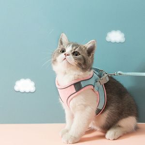 Collares para perros Correas Chaleco para gatos para mascotas Juego de arnés y correa Cómodo y transpirable Collar para gatos Cuerda de tracción para perros al aire libre para caminar Accesorios para gatos 230823