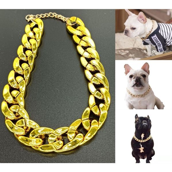 Colliers pour chiens laisses collier de chaîne pour animaux de compagnie 47cm collier en acier inoxydable bouledogue français Pitbully sangle accessoires de produit 230617