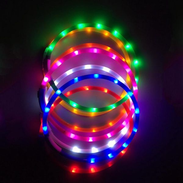 Colliers pour chiens laisses collier pour animaux de compagnie lumière LED Traction clignotant ceinture réglable sûre Anti-perte éviter les accidents de voiture fournitures de nuitchien