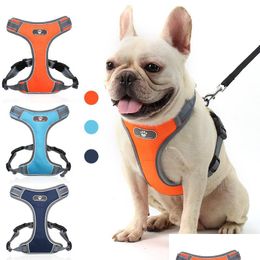 Colliers pour chiens Laisses Harnais pour chiens de compagnie Harnais de gilet de sécurité réfléchissant la nuit avec gilet à anneau en D Fournitures pour chiens Drop Delivery Home G Dhocu