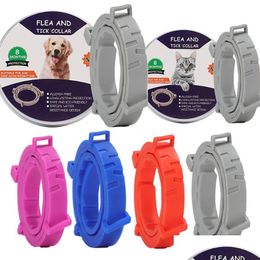 Colliers de chien Laisses Collier anti-puces et anti-tiques pour chiens Chats jusqu'à 8 mois Prévention Anti-moustique Insectifuge Fournitures pour chiots Dhh7K