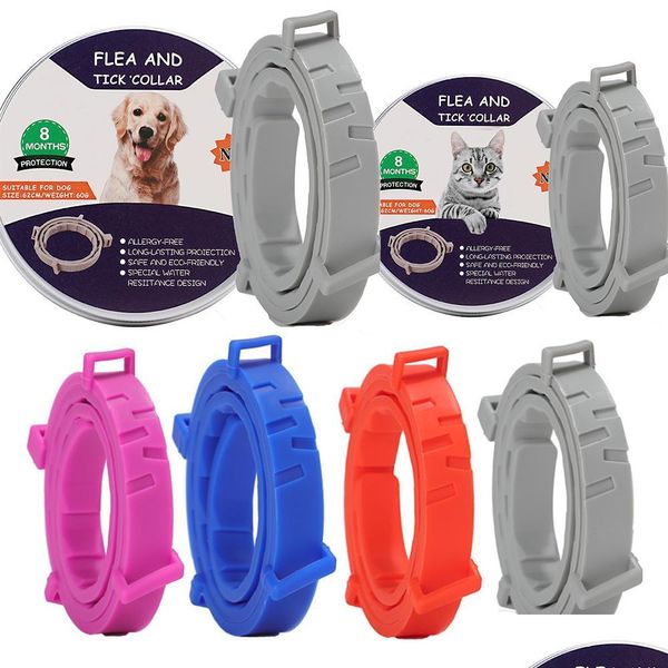 Collares para perros Correas para mascotas Collar para pulgas y garrapatas para perros Gatos Hasta 8 meses Prevención Antimosquitos Repelente de insectos Suministros para cachorros S Dhv08