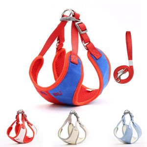 Colliers pour chiens, laisses pour animaux de compagnie, corde de Traction, sangle de poitrine en daim, couleur assortie, respirant, harnais réfléchissant pour chat, gilet pour chiens