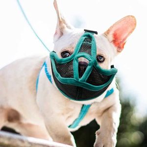 Colliers de chien laisse les museaux pour animaux de compagnie couvercle de bouche respirante réglable anti-écorce maille de chiens masque de bouche pour bulldog français h240506