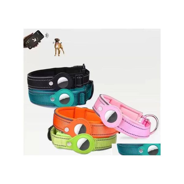 Collares para perros Correas Rastreador de mascotas Loop Holder Cases Localizador Gps Airtag Protector Collar de gato de nylon de lujo para Finder Antilost Locati Dh3Nw