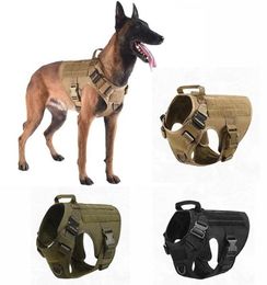 Colliers de chien laisses gilet pour animaux de compagnie laisse harnais sangles avec poignée chasse militaire berger allemand pour gros chiens K9 vêtements 3921683