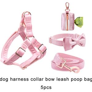Colliers de chien Laisses Harnais en velours rose Laisse de base Tissu à boucle réglable pour collier personnalisé pour chat T221212