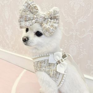 Colliers pour chiens Laisses Ensemble harnais et laisse pour chien princesse sans traction pour chien, gilet fantaisie de créateur, collier pour chiens de petite, moyenne et petite taille 231110