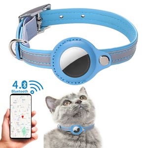 Hondenkragen ontleent PU Leather Pet Verstelbare kraag met Bluetooth GPS Tracker Dog Cat Anti-Most Tracker Collar Reflective Protection for Cat Dog 230823