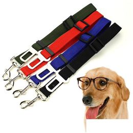 Colliers de chien Laisses Chiot Ceinture de sécurité de voiture en plein air Sécurité pour animaux de compagnie Voyage Harnais réglable Retenue Clip de plomb Ceinture de sécurité Tqq Drop Deliver DH04H