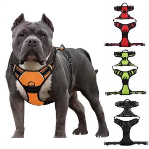 Hondenhalsbanden Riemen Reflecterend hondenharnas Vest Borstband voor huisdieren Training Grote honden Harnassen Leiband met handvat Geen trekhalsband Kleine middelgrote grote honden 231214