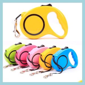 Colliers de chien Laisses Laisse de chien rétractable Poignée réglable Collier Laisses Marche Chat Corde Fournitures pour animaux de compagnie Livraison directe Maison Jardin Dhtrd