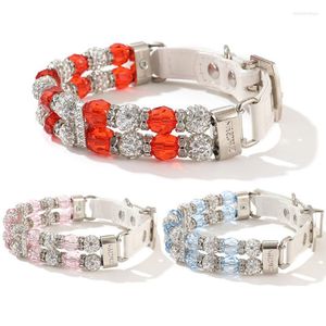 Chien Colliers Laisses Strass Collier En Cuir Réglable Cristal Diamant Collier Chiot Chat Petit Animal Bijoux Accessoires Pour Mariage