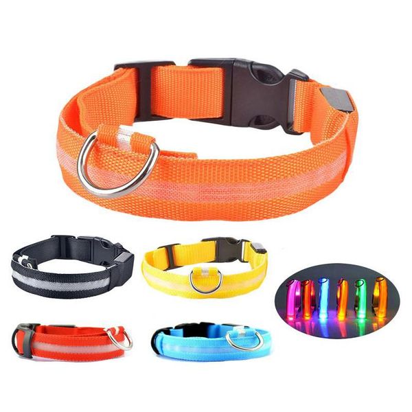 Colliers de chien Laisses S/M/L Lumineux Pet Nuit Sécurité Clignotant Lueur Laisse Led Collier Fluorescent Fournitures Drop Livraison Maison Ga Dhgarden Dhul1