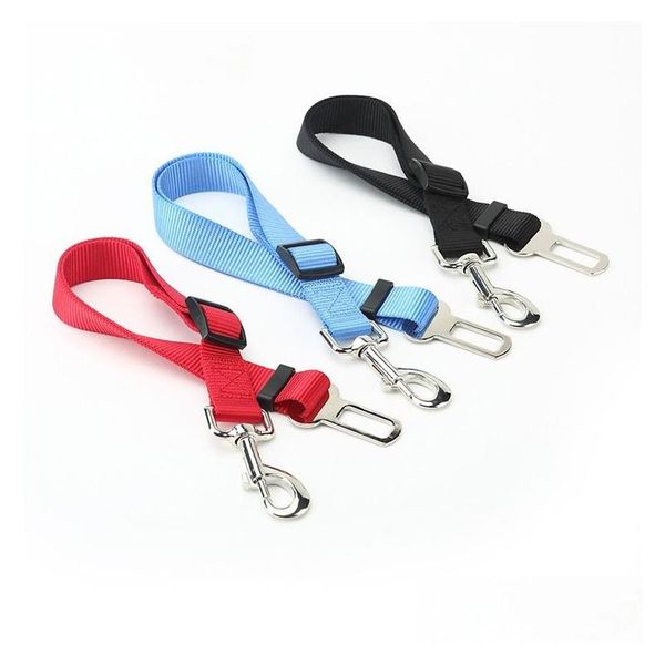 Collares para perros Correas Cinturón de seguridad Arnés Correa Nylon Cinturón de seguridad Perros para mascotas Cinturones de coche Cachorro Viaje Clip Suministros 10 colores al por mayor Dh8996 Dr Dhgbl