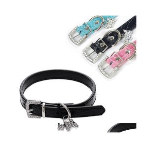 Hondenkragen ontgrent kleine bling kristallen diamanten krokodil lederen riem puppy kraag strass steentje ingelegde buckle ketting verstelbare dhibv