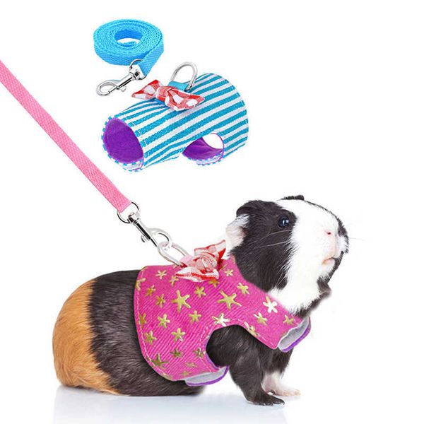 Colliers pour chiens Laisses Petit animal de compagnie Lapin Hamster Noeud papillon Rayé Étoile Harnais Gilet Laisse Corde de traction pour bébé Furets Rats Bowknot Sangle de poitrine Z0609