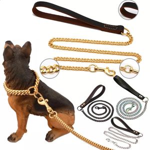 Halsbanden Hondenketting van roestvrij staal Metaal Training Halsbanden voor huisdieren Dikte Goud Slip Hondenhalsband en riem voor grote honden Pitbull Bulldog 231110