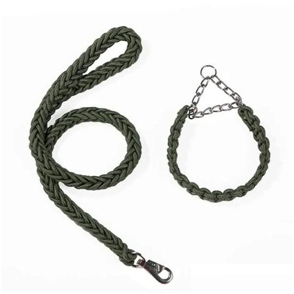 Colliers de chien laisse la laisse de collier fort ensemble pour les gros chiens chiens lourds corde de traction en nylon en métal p.