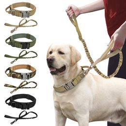 Colliers pour chiens Laisses Chien fort Collier tactique militaire Laisse élastique pour animaux de compagnie Colliers de dressage pour animaux de compagnie en nylon durable avec poignée Grands chiens Bouledogue français 230719