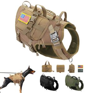 Hondenkragen ontleent sterk nylon hondenharnas tactische militaire huisdierenvest harnassen met tas werkende honden training vesten voor middelgrote grote honden T221212