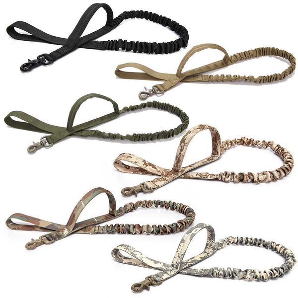 Colliers pour chiens Laisses Laisse élastique tactique 2 poignées Dégagement rapide Chat Pet Conduits élastiques Corde Formation militaire Z0609