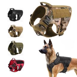 Collares para perros Correas Arnés táctico para perros Correa Hebilla de metal MOLLE Pastor alemán Mascota Perros grandes Entrenamiento militar K9 Chaleco acolchado de liberación rápida 230829