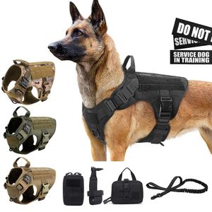 Hondenkragen ontroeren tactische hondenharnas huisdier Duitse herder K9 Malinois Training Vest Dog Harness en riem ingesteld voor alle rassen honden 230518