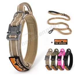 Collares de perros correas táctico collar militar de correa retráctil colocar collares ajustables para perros grandes k9 grandes medianos grandes con mango luminoso 230719