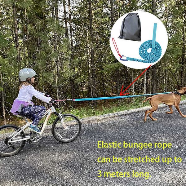 Collares para perros Correas Cuerda de remolque Bicicleta Bungee Niño Ciclismo Correa de tracción elástica para largas aventuras Arnés de nylon elástico para padres e hijos Z0609