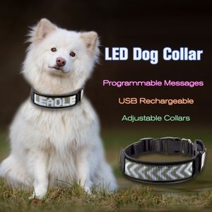 Hondenkragen ontleen UNTSMART LED kraag programmeerbaar Bluetooth Scrolling Light Llumined veelkleurige gepersonaliseerde tekst Graphics White 230816