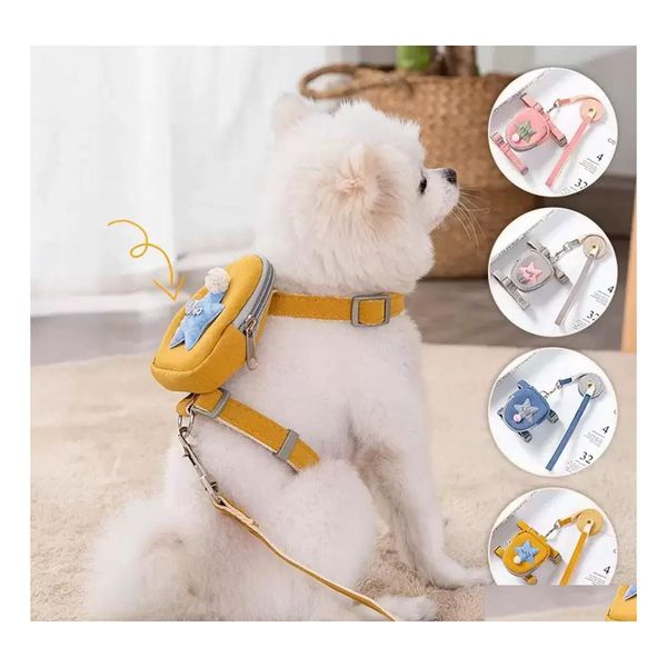 Colliers de chien Laisses Ups Animaux mignons Laisse Chat Chiens Chaîne Sac à dos en forme de I Sangle de poitrine Fournitures pour animaux de compagnie Livraison directe Maison Jardin Dhoar