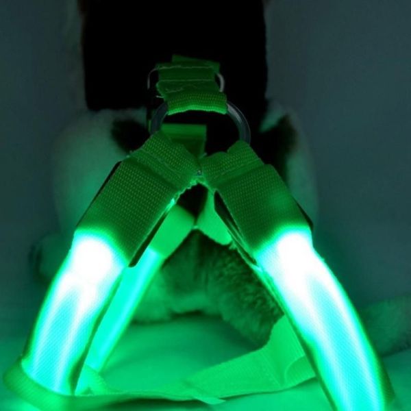 Colliers de chien laisses USB LED harnais collier de chat pour animaux de compagnie gilet de sécurité chiens éclairés lumineux Fluorescent261O