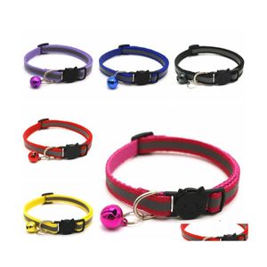 Colliers pour chiens Laisses Usef Round Pet Réfléchissant Cloche Visage de chat Taille réglable Collier Sangle de cou Boucle de sécurité Accessoire en plomb Vt157 Dhmmd