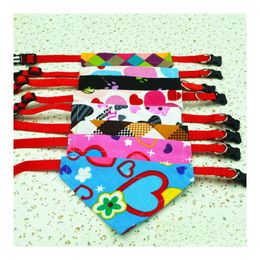 Collares para perros Correas Venta al por mayor Nuevo estilo Ajustable Mascota Perro Gato Bandana Bufanda Collar Pañuelo Mezcla Colores Hogar Jardín Suministros para mascotas Dhgyl