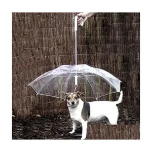 Colliers de chien Laisses en gros Transparent PE Parapluie pour animaux de compagnie Petits chiens Équipement de pluie avec laisses Garde les animaux au sec Livraison confortable Dhigc