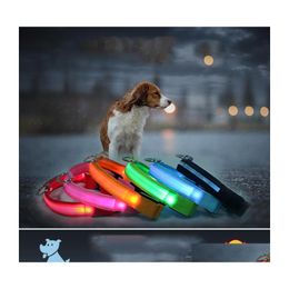 Collares para perros Correas Tamaño Xl Led Collar para mascotas Colorf Luz Intermitente Suministros luminosos Resplandor Etiqueta de seguridad Venta de Navidad Dh0177 Entrega directa Dhnt8