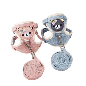 Colliers pour chiens Laisses XYF Vêtements Chiot Chihuahua Teddy Chiens Poitrine Portant Chaîne Corde Marche Vêtements Harnais Extérieur Gilet Respirant Pour