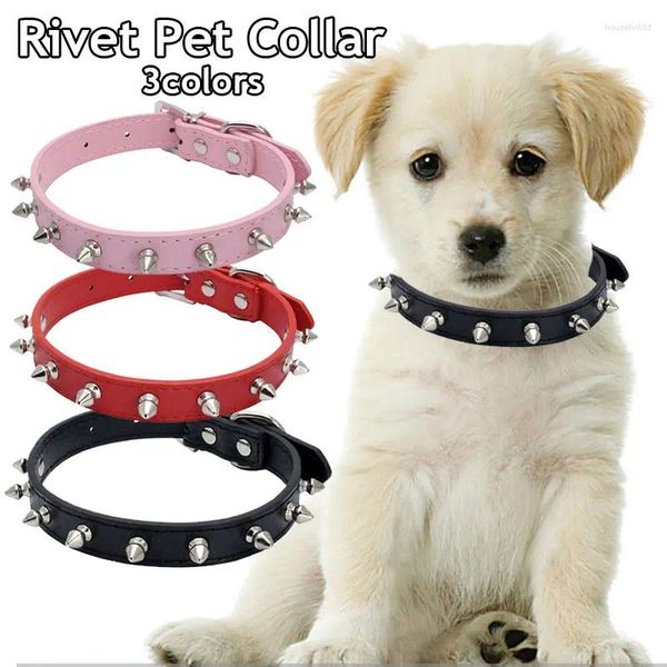 Colliers en cuir pour chiens et chats, cloutés à pointes, pour chiots, petits, moyens et grands chiens, Rivets, produits Anti-morsure