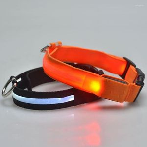 Colliers pour chiens collier LED avec sangle en Polyester 3 Mode lumière réglable brillant nuit sécurité animal de compagnie pour XS S M L XL chiens