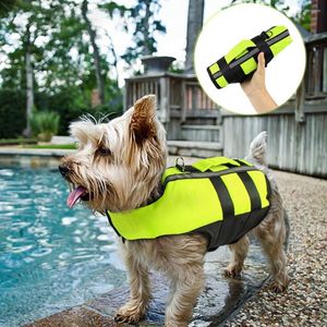 Colliers de chien gilet de sauvetage vêtements de sécurité chiens maillots de bain polyester gonflable réfléchissant avec veste autocollant magique pour l'extérieur