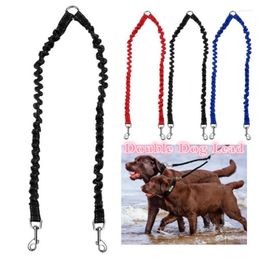 Collares de perros LM Doble acoplador Twin Lead 2 para dos perros Pet Dogs Walking Collar con correa de seguridad