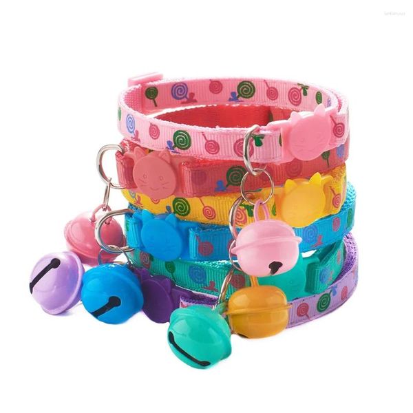 Collares de perros Lollipop Collar con grandes campanas Campo de cachorros ajustables Collar de gatito para perros pequeños Cats Suministros para mascotas