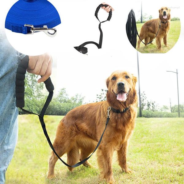 Collares para perros Correa larga Cuerda Cómoda manija de esponja Correa de plomo para mascotas Cordón de entrenamiento al aire libre Producto pequeño mediano grande