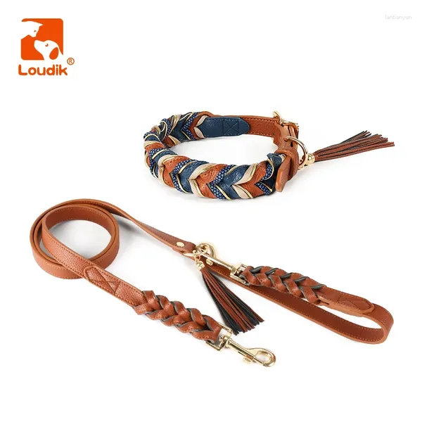 Colliers de chien Loutidik Fabricant en gros Recycler le style allemande de style occidental conception de luxe en cuir tressé