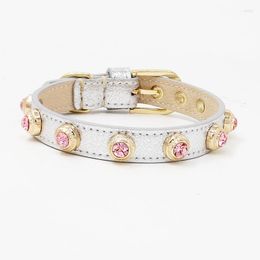 Colliers pour chiens accessoires de luxe collier pour animaux de compagnie collier Bling strass tchèque concepteur personnalisé cuir véritable cristal