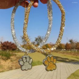 Colliers de chien de luxe cristal chat collier pendentif fête réfléchissant strass collier réglable chats chiot Chihuahua accessoires pour animaux de compagnie