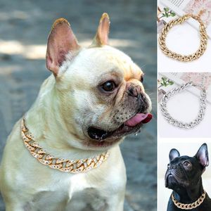 Collares para perros Collar de cristal de lujo Bling Rhinestone Collar de cadena para mascotas Perros Choke para fiesta de espectáculo Pitbull pequeño y mediano