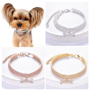 Colliers pour chiens collier de luxe pour animaux de compagnie chat réglable et collier avec pendentif en os de Zircon bijoux décoratifs